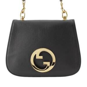 Gucci Blondie Interlocking GG Leather Shoulder Bag Black